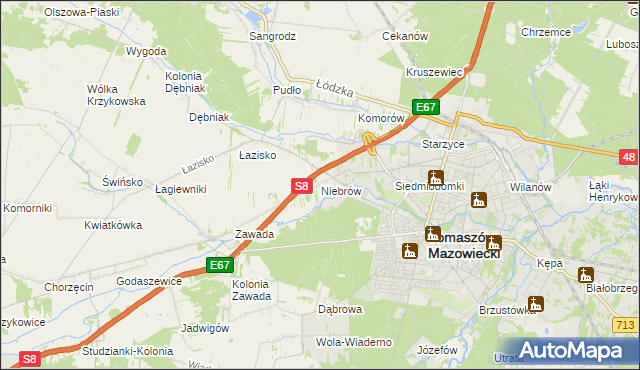 mapa Niebrów, Niebrów na mapie Targeo