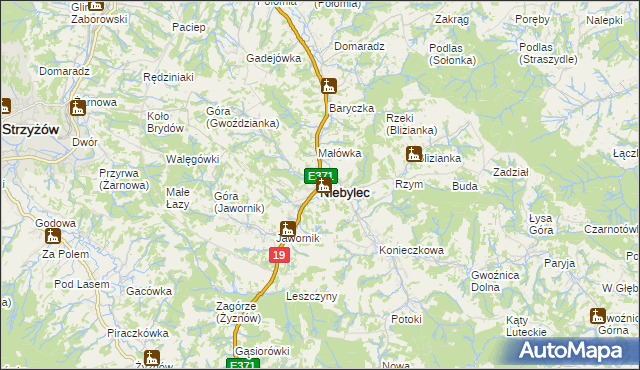 mapa Niebylec, Niebylec na mapie Targeo