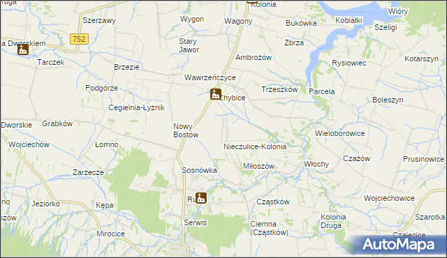 mapa Nieczulice gmina Pawłów, Nieczulice gmina Pawłów na mapie Targeo