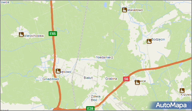 mapa Niedamierz, Niedamierz na mapie Targeo