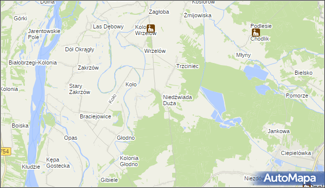 mapa Niedźwiada Duża, Niedźwiada Duża na mapie Targeo