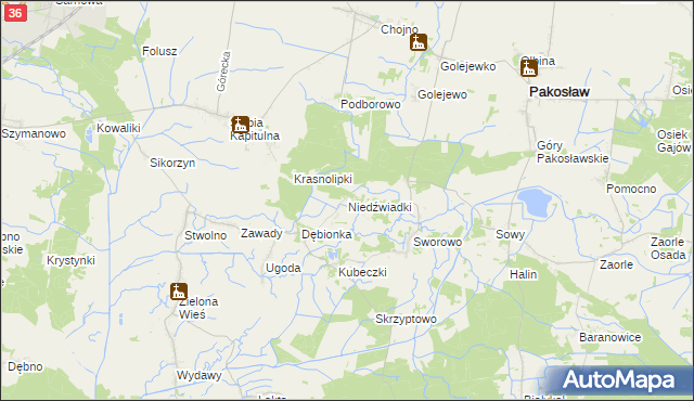 mapa Niedźwiadki, Niedźwiadki na mapie Targeo