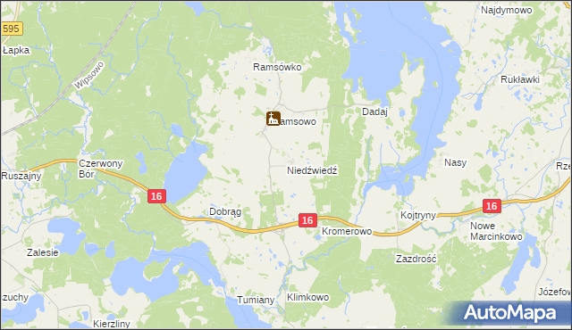 mapa Niedźwiedź gmina Barczewo, Niedźwiedź gmina Barczewo na mapie Targeo