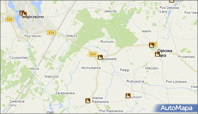 mapa Niedźwiedź gmina Dębowa Łąka, Niedźwiedź gmina Dębowa Łąka na mapie Targeo