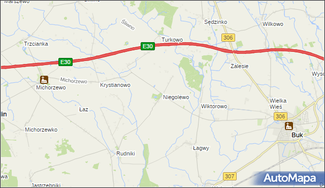 mapa Niegolewo, Niegolewo na mapie Targeo