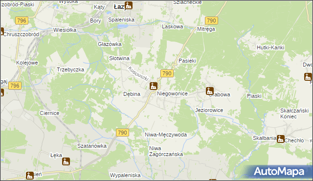 mapa Niegowonice, Niegowonice na mapie Targeo