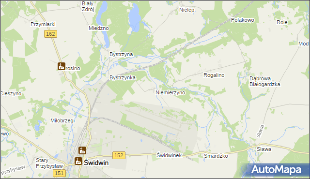 mapa Niemierzyno gmina Świdwin, Niemierzyno gmina Świdwin na mapie Targeo