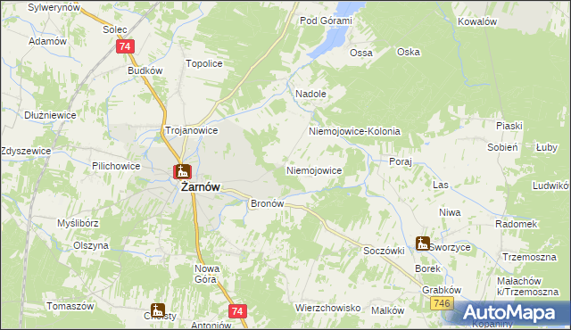 mapa Niemojowice, Niemojowice na mapie Targeo