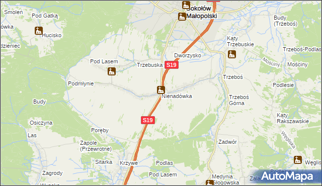 mapa Nienadówka, Nienadówka na mapie Targeo