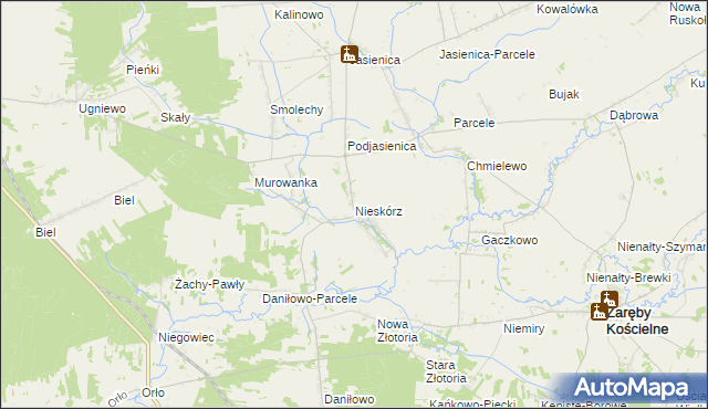 mapa Nieskórz, Nieskórz na mapie Targeo