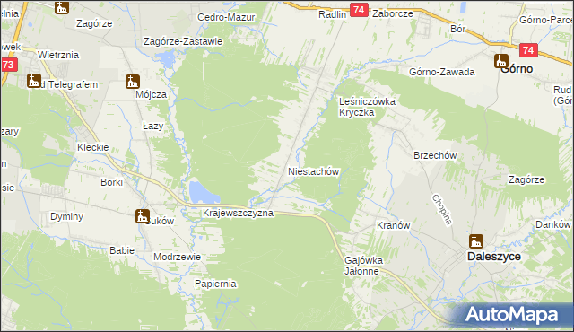 mapa Niestachów gmina Daleszyce, Niestachów gmina Daleszyce na mapie Targeo