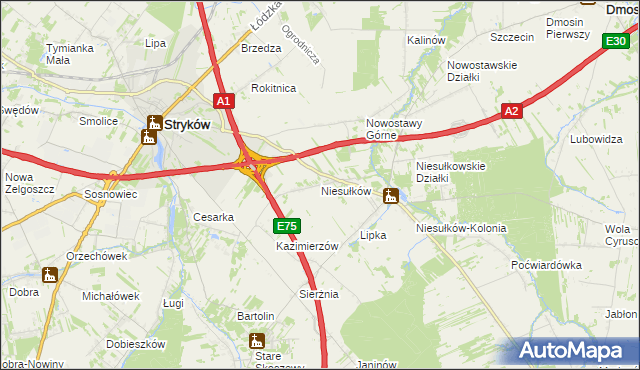 mapa Niesułków, Niesułków na mapie Targeo