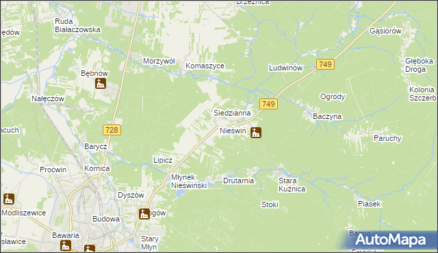 mapa Nieświń, Nieświń na mapie Targeo