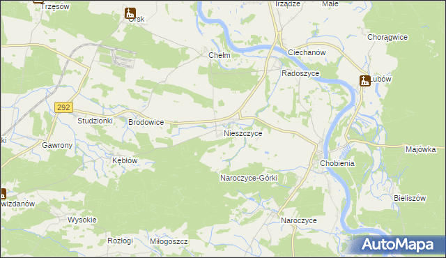 mapa Nieszczyce, Nieszczyce na mapie Targeo