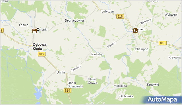 mapa Nietiahy, Nietiahy na mapie Targeo