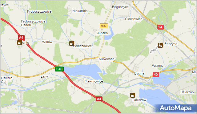 mapa Niewiesze, Niewiesze na mapie Targeo