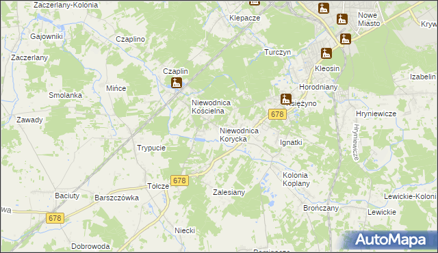 mapa Niewodnica Korycka, Niewodnica Korycka na mapie Targeo