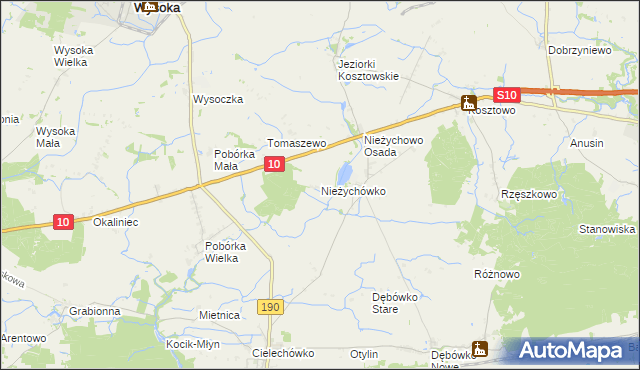 mapa Nieżychówko, Nieżychówko na mapie Targeo