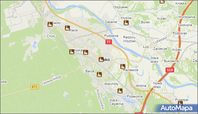 mapa Nisko, Nisko na mapie Targeo