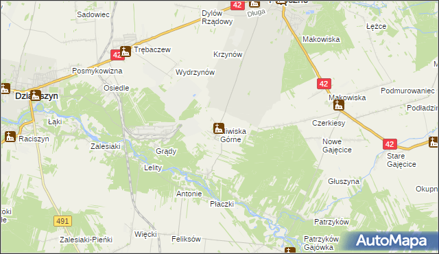 mapa Niwiska Górne, Niwiska Górne na mapie Targeo