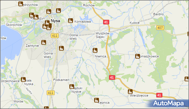 mapa Niwnica, Niwnica na mapie Targeo