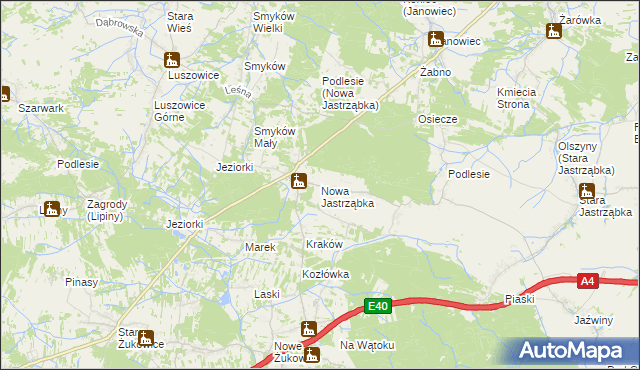 mapa Nowa Jastrząbka, Nowa Jastrząbka na mapie Targeo