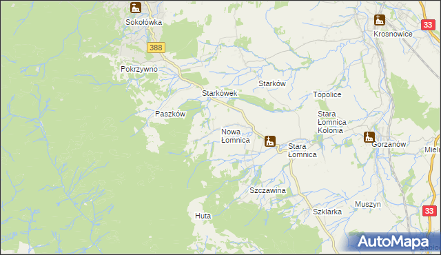 mapa Nowa Łomnica, Nowa Łomnica na mapie Targeo