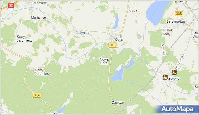 mapa Nowa Obra gmina Wolsztyn, Nowa Obra gmina Wolsztyn na mapie Targeo