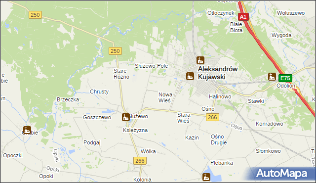 mapa Nowa Wieś gmina Aleksandrów Kujawski, Nowa Wieś gmina Aleksandrów Kujawski na mapie Targeo