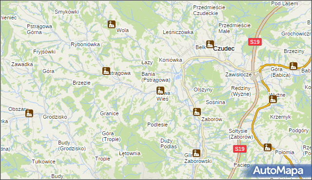 mapa Nowa Wieś gmina Czudec, Nowa Wieś gmina Czudec na mapie Targeo