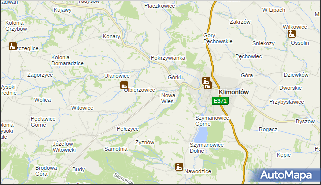 mapa Nowa Wieś gmina Klimontów, Nowa Wieś gmina Klimontów na mapie Targeo