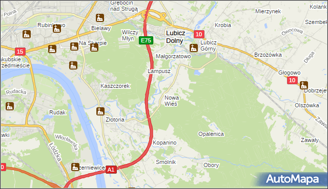 mapa Nowa Wieś gmina Lubicz, Nowa Wieś gmina Lubicz na mapie Targeo