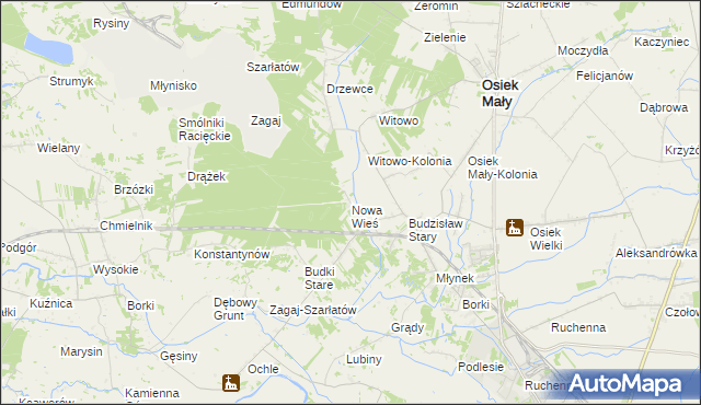 mapa Nowa Wieś gmina Osiek Mały, Nowa Wieś gmina Osiek Mały na mapie Targeo