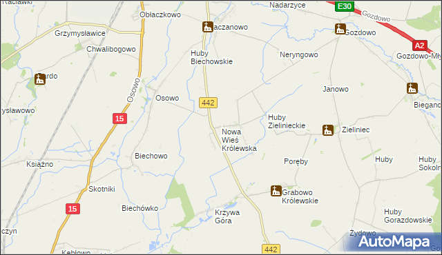 mapa Nowa Wieś Królewska gmina Września, Nowa Wieś Królewska gmina Września na mapie Targeo