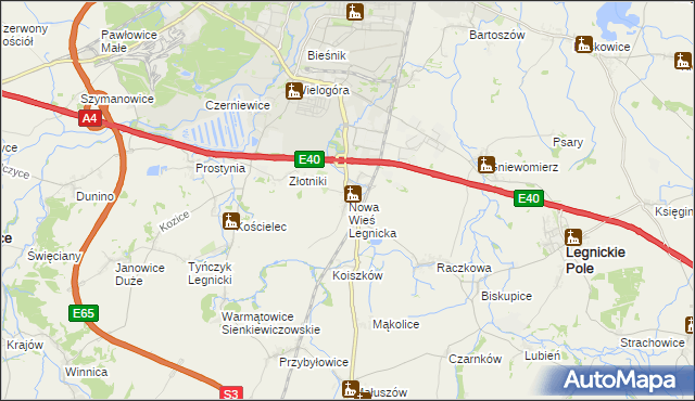 mapa Nowa Wieś Legnicka, Nowa Wieś Legnicka na mapie Targeo