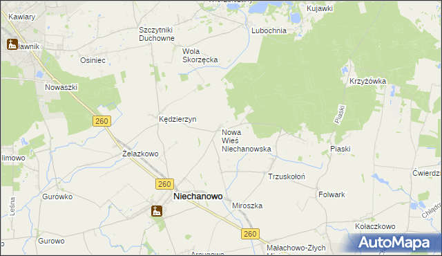 mapa Nowa Wieś Niechanowska, Nowa Wieś Niechanowska na mapie Targeo
