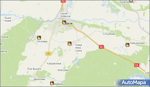 mapa Nowa Wieś Ujska, Nowa Wieś Ujska na mapie Targeo