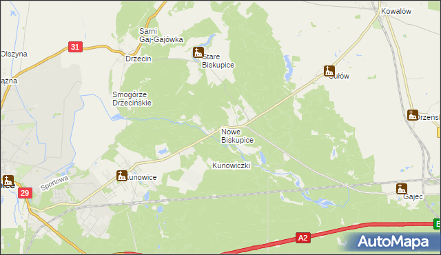 mapa Nowe Biskupice gmina Słubice, Nowe Biskupice gmina Słubice na mapie Targeo