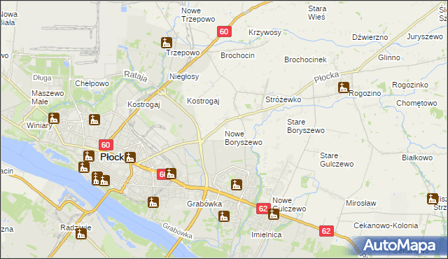 mapa Nowe Boryszewo, Nowe Boryszewo na mapie Targeo