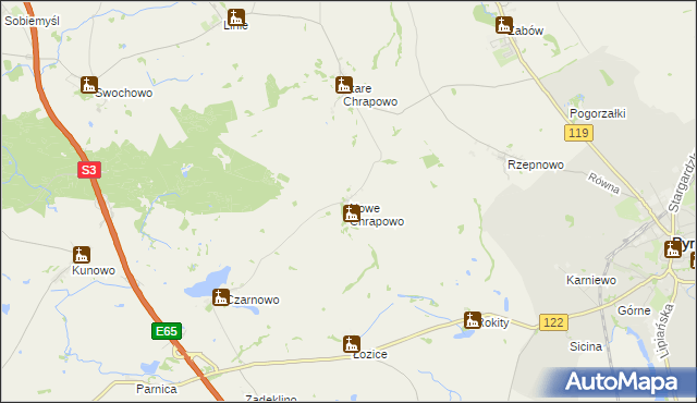 mapa Nowe Chrapowo, Nowe Chrapowo na mapie Targeo