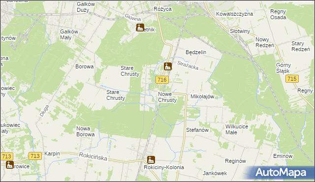 mapa Nowe Chrusty, Nowe Chrusty na mapie Targeo