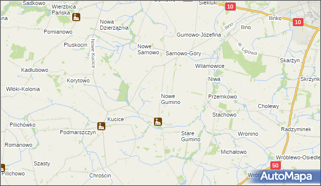 mapa Nowe Gumino, Nowe Gumino na mapie Targeo