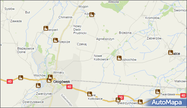 mapa Nowe Kotkowice, Nowe Kotkowice na mapie Targeo