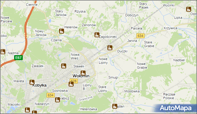 mapa Nowe Lipiny, Nowe Lipiny na mapie Targeo