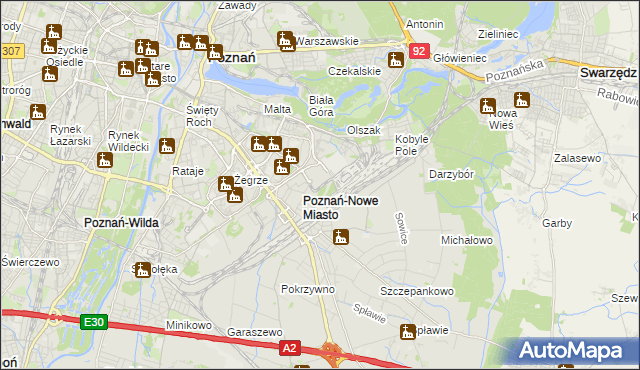 mapa Nowe Miasto gmina Poznań, Nowe Miasto gmina Poznań na mapie Targeo