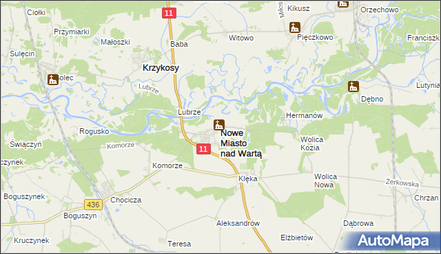 mapa Nowe Miasto nad Wartą, Nowe Miasto nad Wartą na mapie Targeo