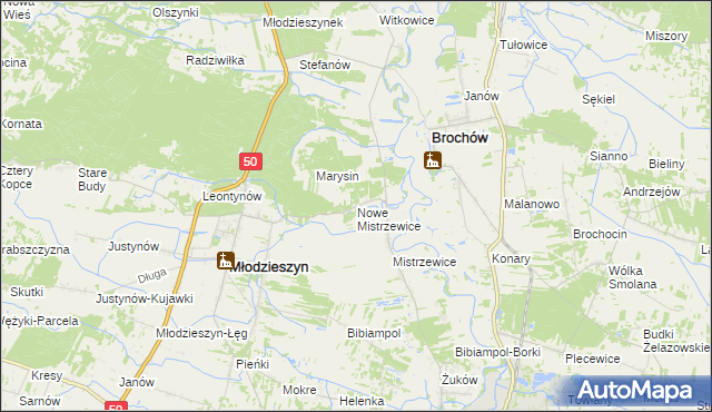 mapa Nowe Mistrzewice, Nowe Mistrzewice na mapie Targeo