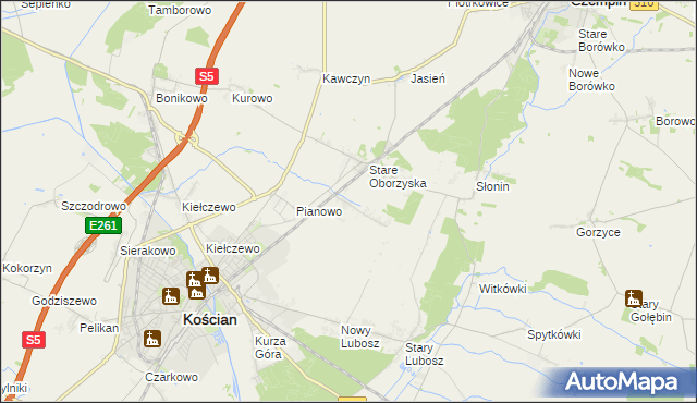 mapa Nowe Oborzyska, Nowe Oborzyska na mapie Targeo