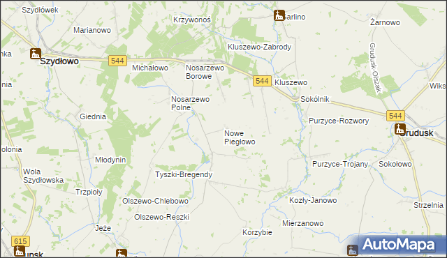 mapa Nowe Piegłowo, Nowe Piegłowo na mapie Targeo