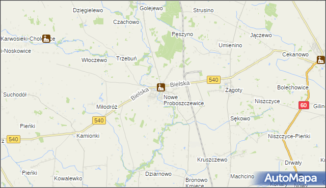 mapa Nowe Proboszczewice, Nowe Proboszczewice na mapie Targeo